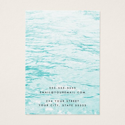 アクアブルーカスタムウォーターのロゴイヤリングディスプレイカード (裏面)