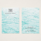 アクアブルーカスタムウォーターのロゴイヤリングディスプレイカード (正面&裏面)