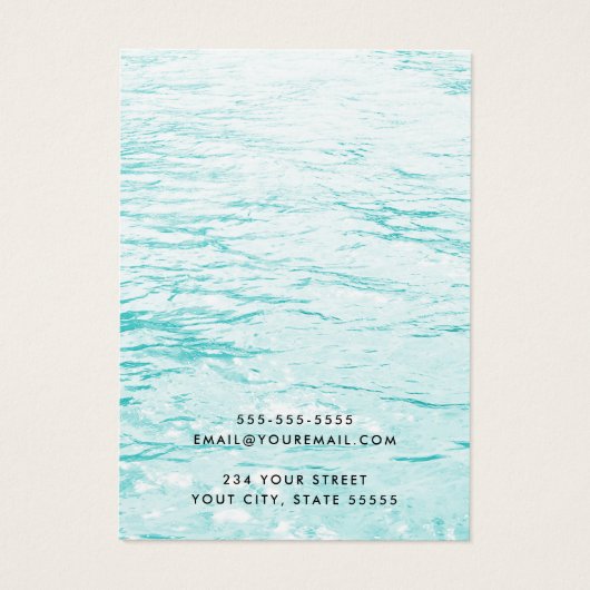 アクアブルーカスタムウォーターのロゴイヤリングディスプレイカード (裏面)