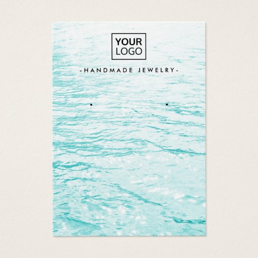 アクアブルーカスタムウォーターのロゴイヤリングディスプレイカード (正面)