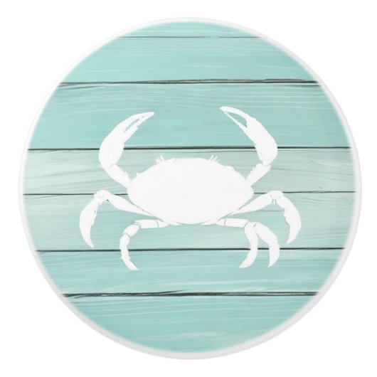 アクアブルーカニフェイクウッドドロワ航海のーブノブ セラミックノブ (正面)