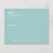 アクアブルーキュートカスタムブライダルシャワーレシピカード (正面)