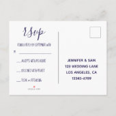 アクアブルーギャラクシー フォト エレガント RSVP インビテーションポストカード (裏面)