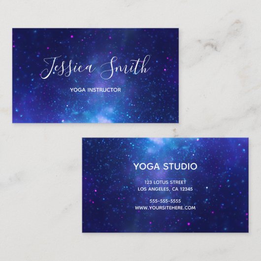 アクアブルーギャラクティックセンターヨガインストラクター 名刺 (正面/裏面)