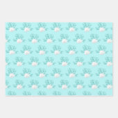 アクアブルークリスマスビーチヒトデ砂ドル ラッピングペーパーシート (正面2)