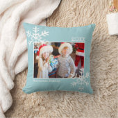 アクアブルークリスマスフォト雪動揺して片 クッション (ブランケット)