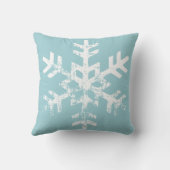 アクアブルークリスマスフォト雪動揺して片 クッション (裏面)