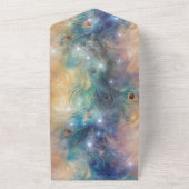 アクアブルークリームピーコックフェザー オールインワン招待状 (外側)