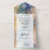 アクアブルークリームピーコックフェザー オールインワン招待状 (内側)