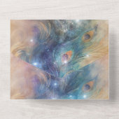 アクアブルークリームピーコックフェザー オールインワン招待状 (裏面)