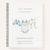 アクアブルークロセスラインボーイベビーシャワーゲストブック ノートブック (正面)