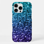 アクアブルーグラデーショングリッターの輝き iPhoneケース (裏面)