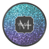 アクアブルーグラデーショングリッタースパフェイクークルズモノグラム アイスホッケーパック (正面)