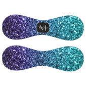 アクアブルーグラデーショングリッタースパフェイクークルズモノグラム ソフトボール (パネル)