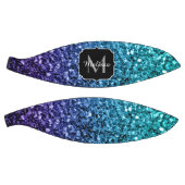 アクアブルーグラデーショングリッタースパフェイクークルズモノグラム バスケットボール (パネル)