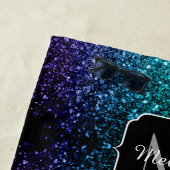 アクアブルーグラデーショングリッタースパフェイクークルズモノグラム ビーチタオル (インサイチュ)