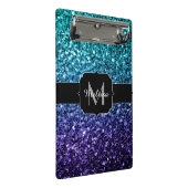 アクアブルーグラデーショングリッタースパフェイクークルズモノグラム ミニクリップボード (アングル)