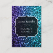 アクアブルーグラデーショングリッタースパフェイクークルズモノグラム 名刺 (正面)