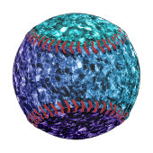 アクアブルーグラデーショングリッタースパフェイクークルズモノグラム 野球ボール (裏面)