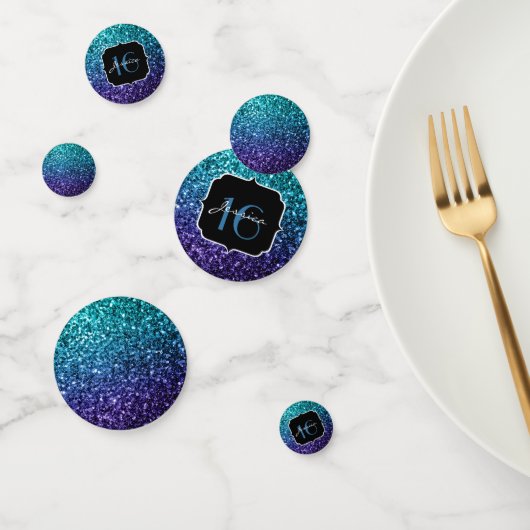 アクアブルーグラデーショングリッタースパークルススウィート16 コンフェッティ (グループ)