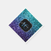 アクアブルーグラデーショングリッタースパークルススウィート16 スタンダードカクテルナプキン (角)