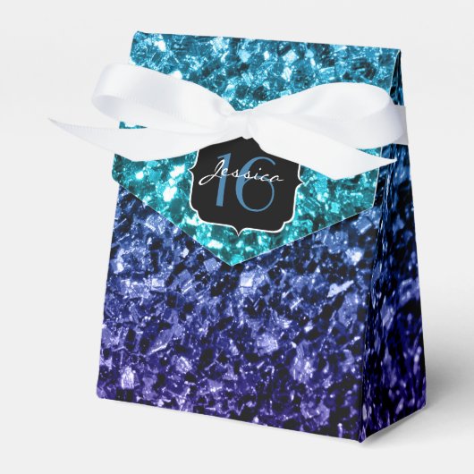 アクアブルーグラデーショングリッタースパークルススウィート16 フェイバーボックス (正面サイド)