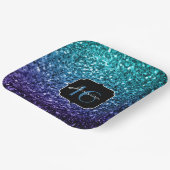 アクアブルーグラデーショングリッタースパークルススウィート16 ペーパープレート (傾斜あり)