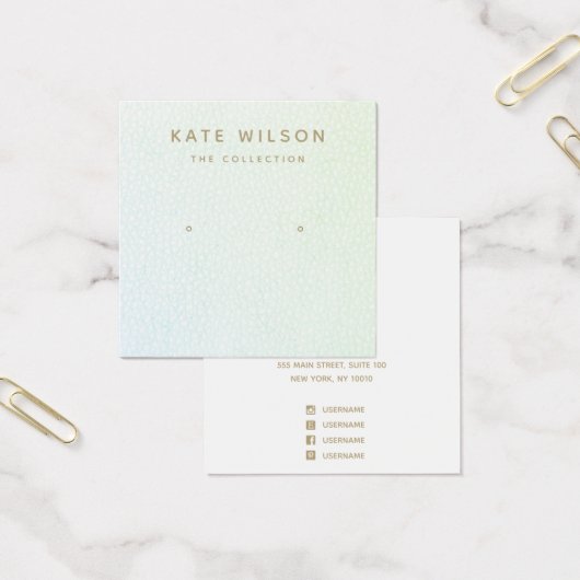 アクアブルーグラデーションスタッドイヤリングディスプレイカード (オフィス)