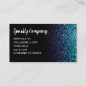 アクアブルーグラデーションフェイクグリッタースパークルブラックエレガント 名刺 (正面)