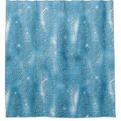 アクアブルーグラムグリッタートロピカル離れ シャワーカーテン (正面)