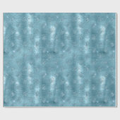 アクアブルーグラムグリッター孔雀の羽根 ラッピングペーパー (フラット)