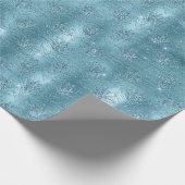 アクアブルーグラムグリッター孔雀の羽根 ラッピングペーパー (角)