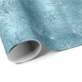 アクアブルーグラムグリッター孔雀の羽根 ラッピングペーパー (ロールコーナー)