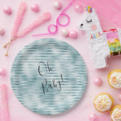 アクアブルーグラムストライプズ ペーパープレート (パーティー)