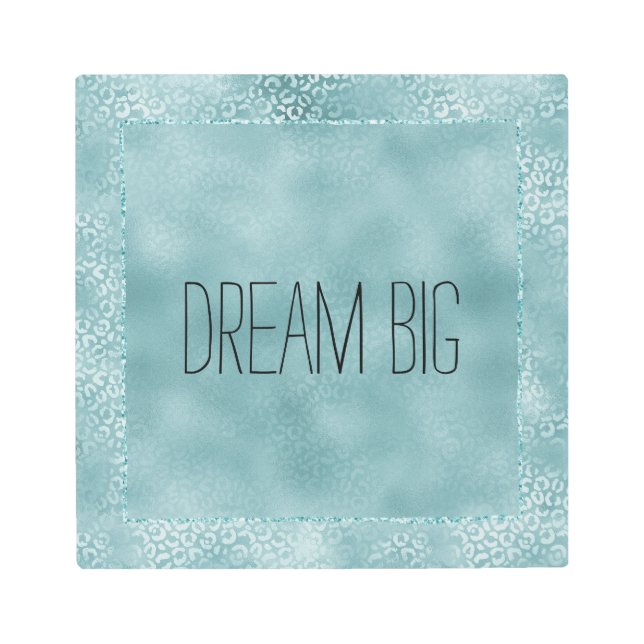 アクアブルーグラムヒョウ印刷 メタルプリント (正面)