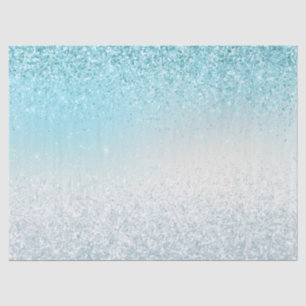 アクアブルーグリグラデーションッジースパークルグリッター 薄葉紙