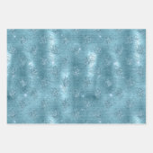 アクアブルーグリジーグリッターピーコックフェザー ラッピングペーパーシート (正面)