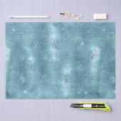 アクアブルーグリジーグリッターピーコックフェザー 薄葉紙 (クラフト)