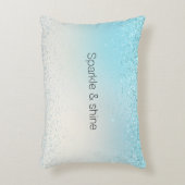 アクアブルーグリッグラデーションジスパークルグリッター アクセントクッション (正面(垂直))