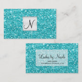 アクアブルーグリッターシックグラムグリジーサロンスパ 名刺 (正面/裏面)