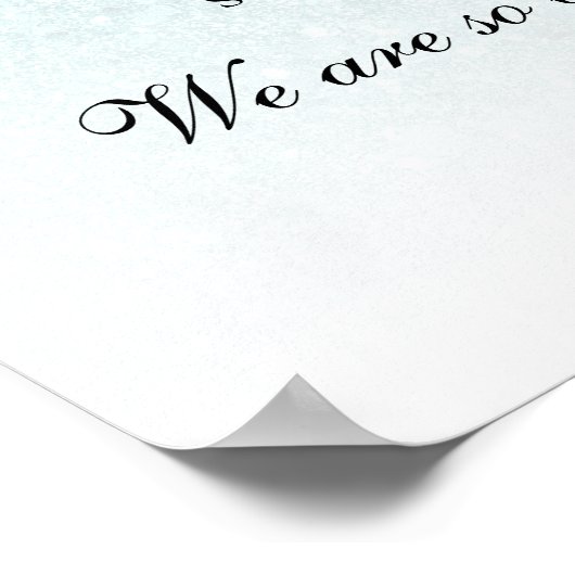 アクアブルーグリッタースウィート16パーソナライズされた歓迎 ポスター (角)