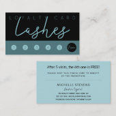 アクアブルーグリッターブラックラッシュタイポグラフィロイヤリティ 名刺 (正面/裏面)