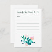 アクアブルーグリーンウォーター色フローラベビーシャワー アドバイスカード (正面/裏面)