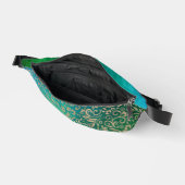 アクアブルーグリーングラデーションフローラルパターン ファニーパック (見開き)