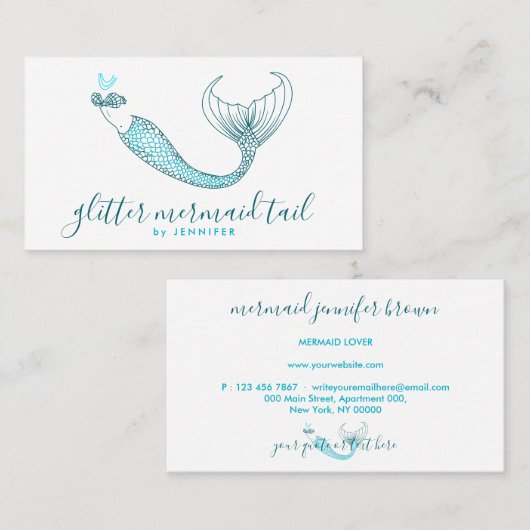 アクアブルーグリーンテールマーメイド 名刺 (正面/裏面)