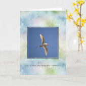 アクアブルーグリーンハワイ海バード カード (黄色い花)