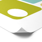 アクアブルーグリーンブラックスクウェアミッドセンチュリーモダン ポスター (角)