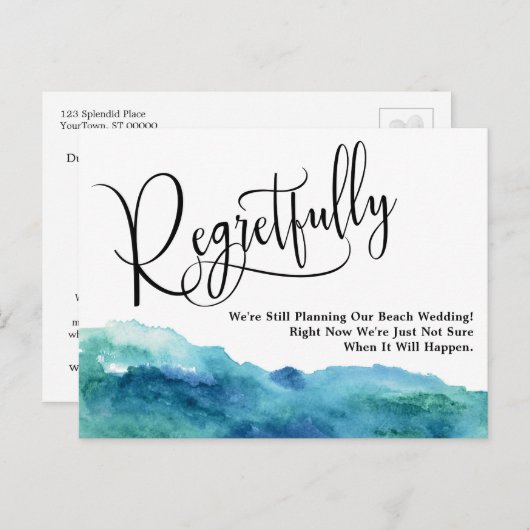 アクアブルーグリーン残念ながら延期結婚済み ポストカード (正面/裏面)