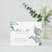 アクアブルーグリーン水彩紅葉オリーブありがとう ポストカード (スタンド正面)