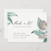 アクアブルーグリーン水彩紅葉オリーブありがとう ポストカード (正面/裏面)